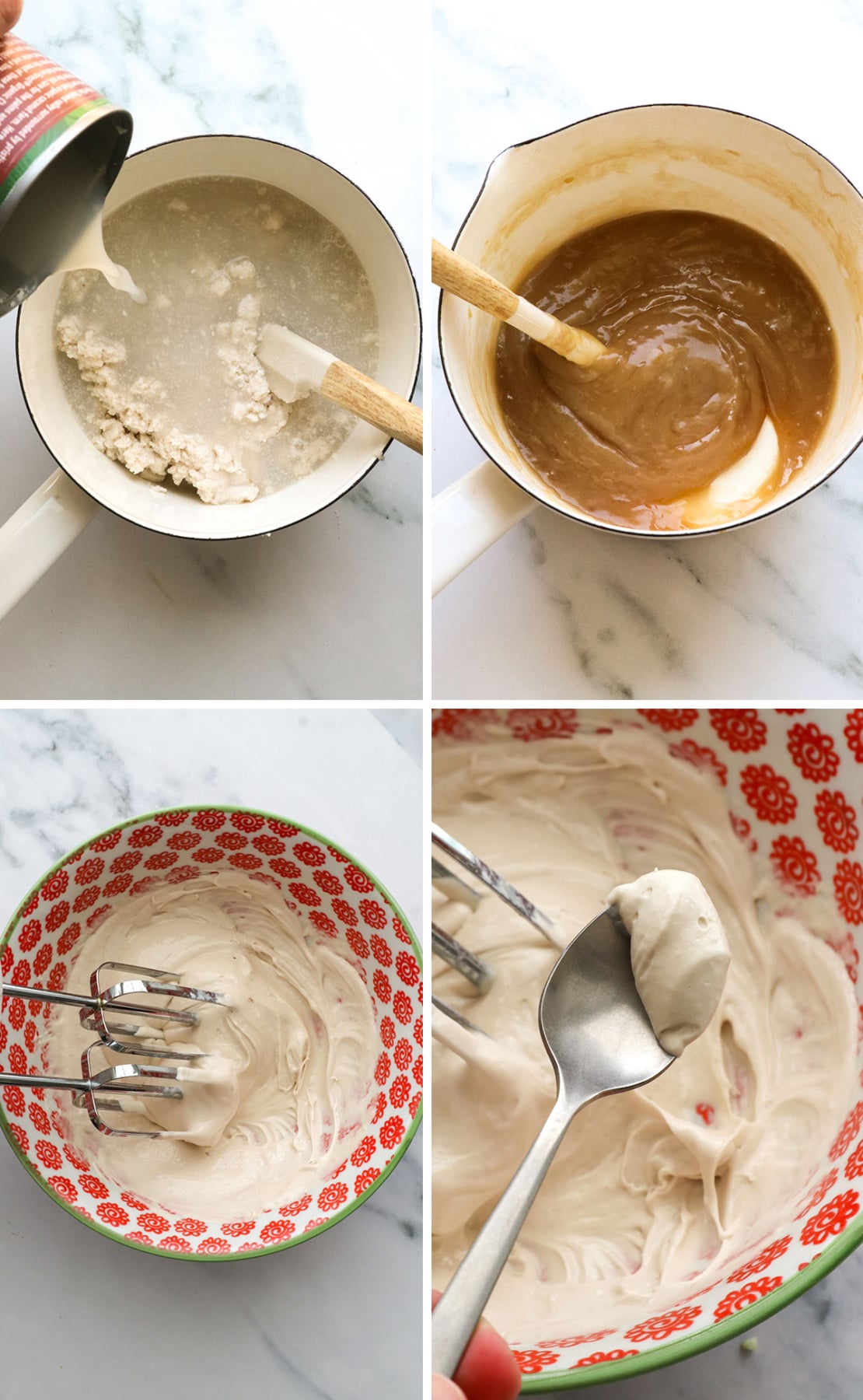 condensed coconut milk whipped to show a creamy texture.