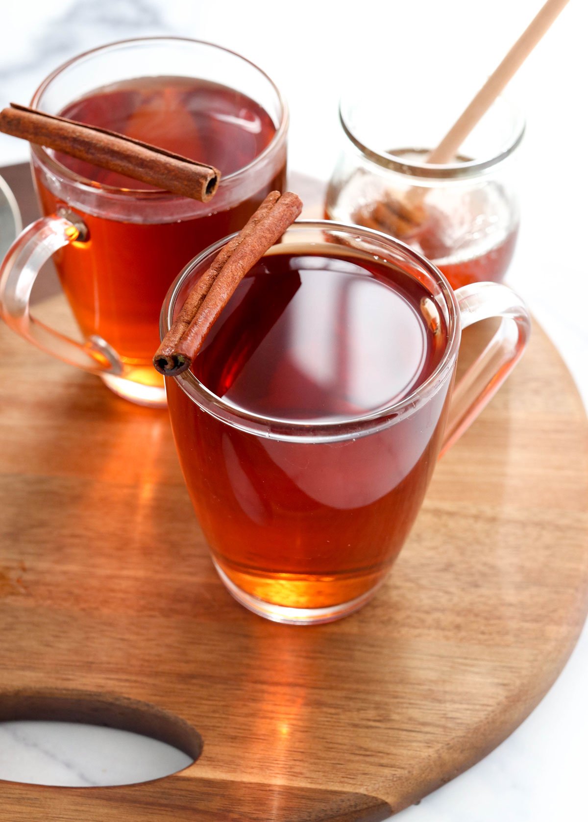 cinnamon tea with stick on top