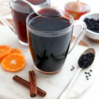 elderberry tea with spoon