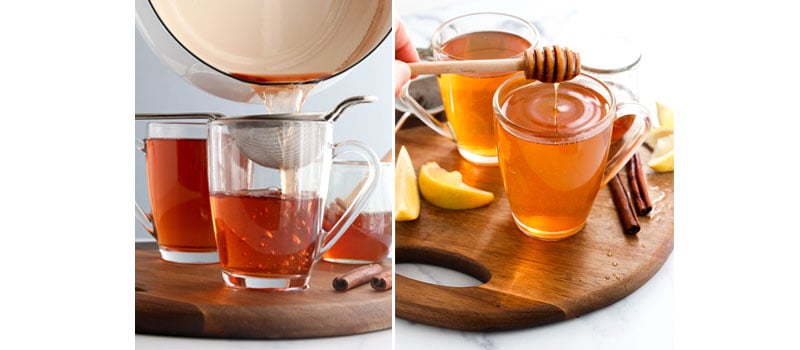 stained tea served with honey
