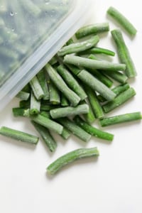 frozen green beans in silicone bag