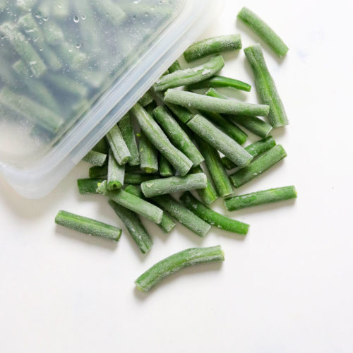 frozen green beans in silicone bag