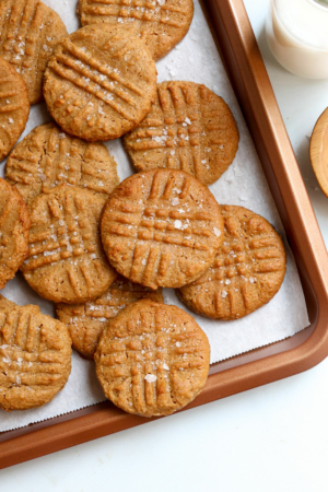 flourless peanut butter cookies on pan