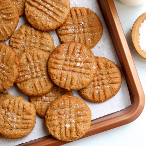 flourless peanut butter cookies on pan