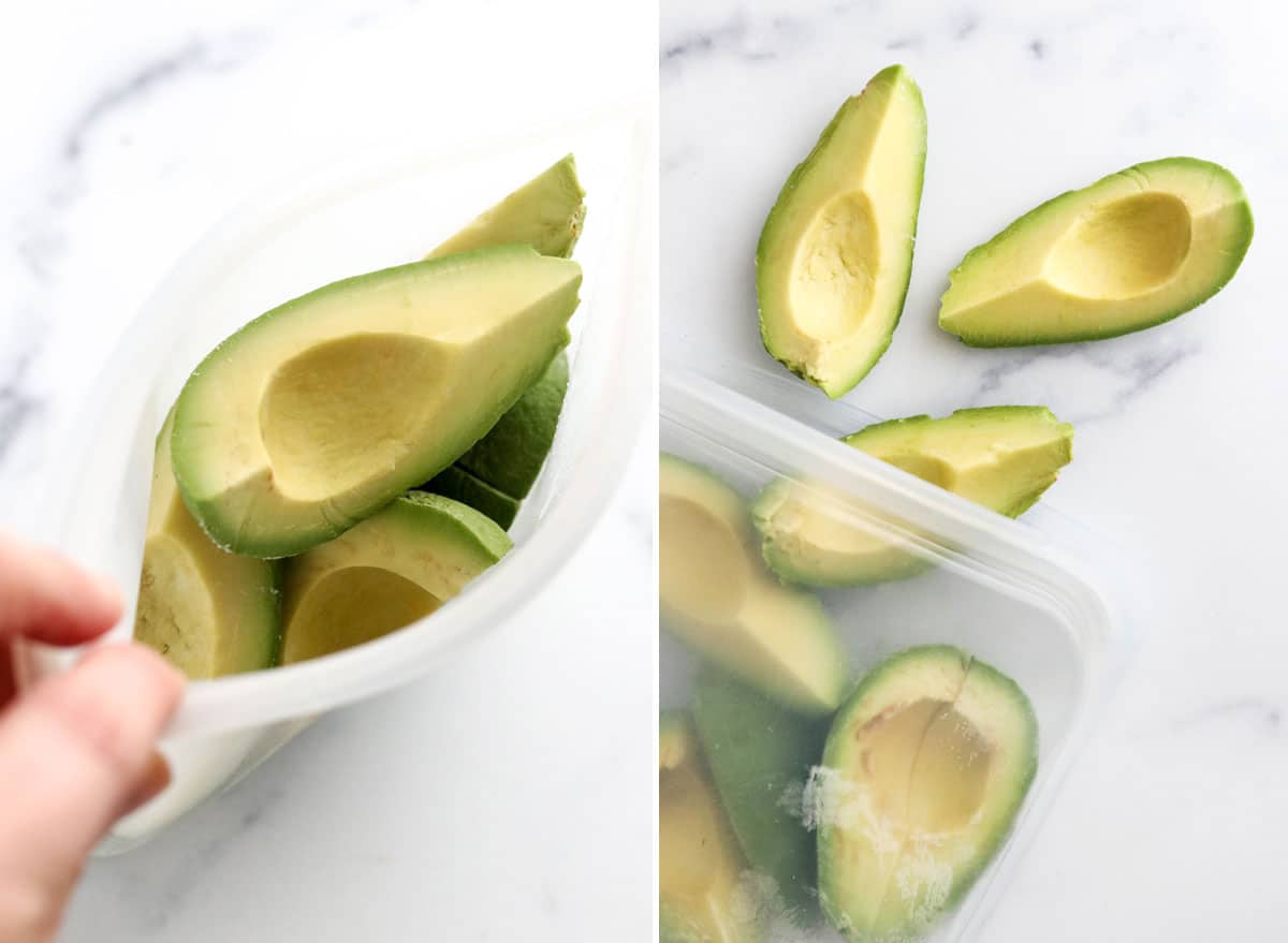 frozen avocado in silicone bag
