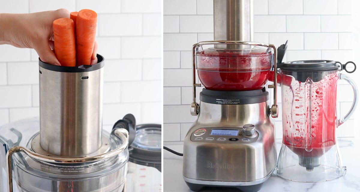 carrots added to juicer chute
