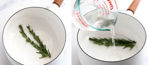 rosemary and water in pot