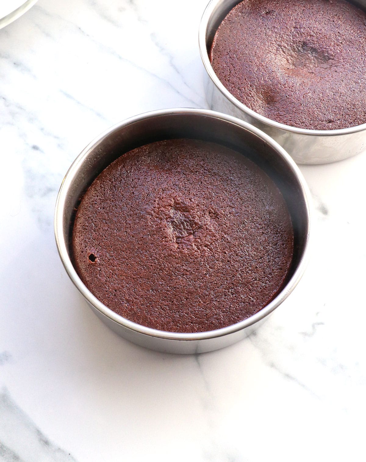 chocolate cake cooling after baking.