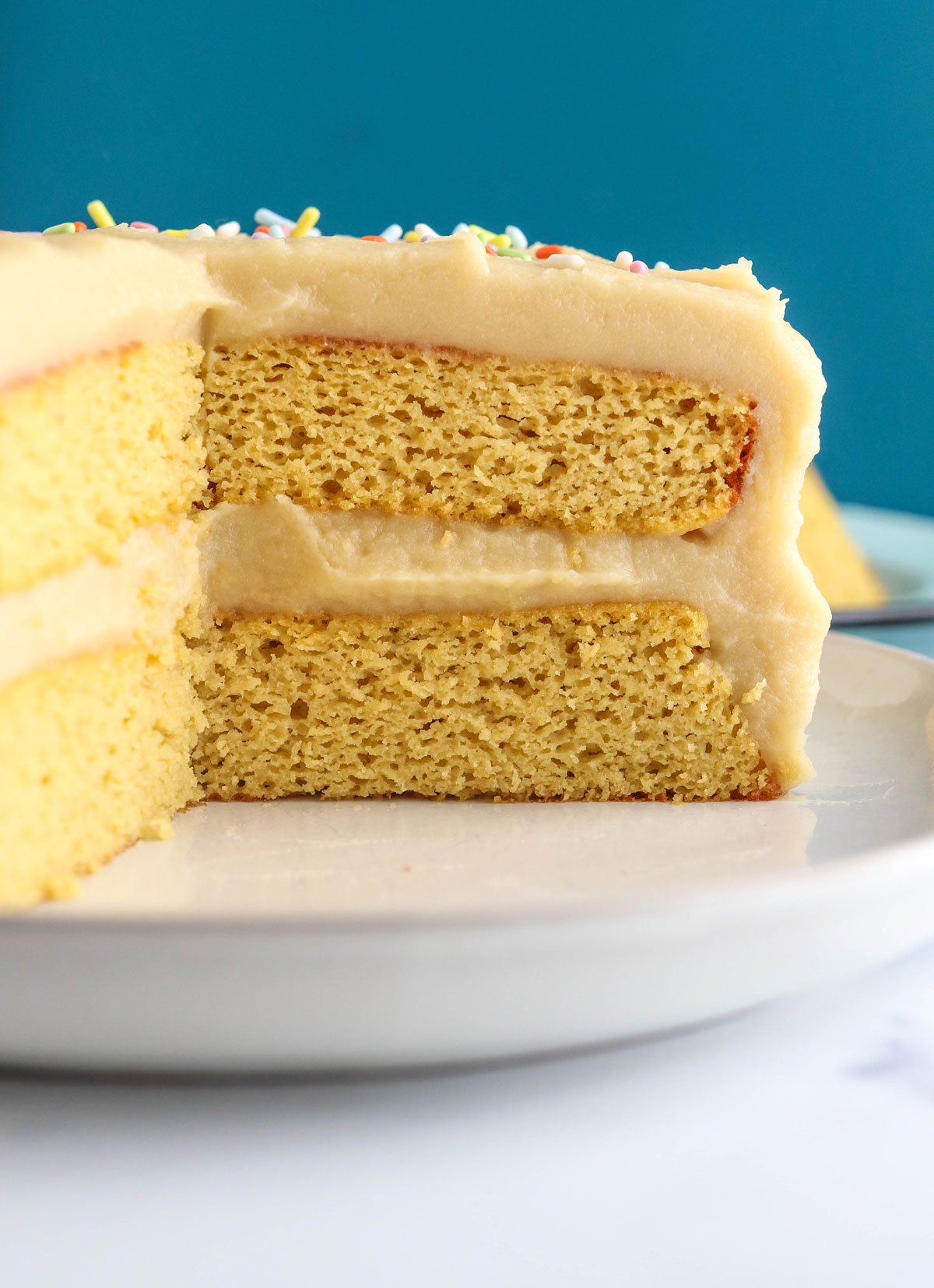 coconut flour cake with blue background