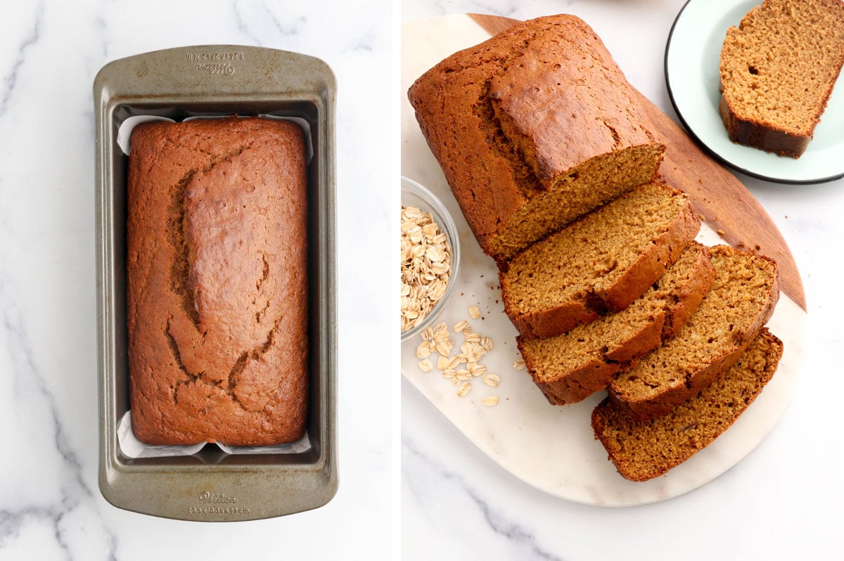 baked banana bread sliced