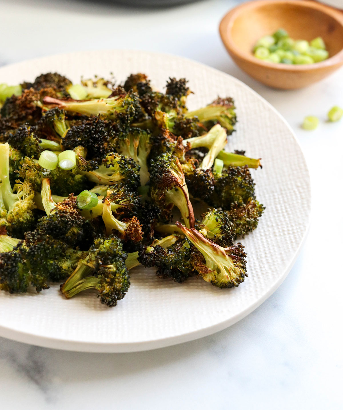 crispy broccoli on serving plate