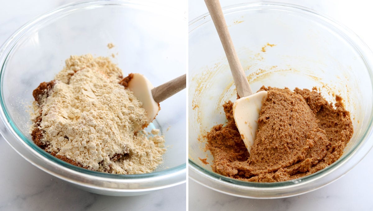 mixing together the chickpea cookie batter