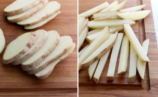 potatoes sliced for french fries