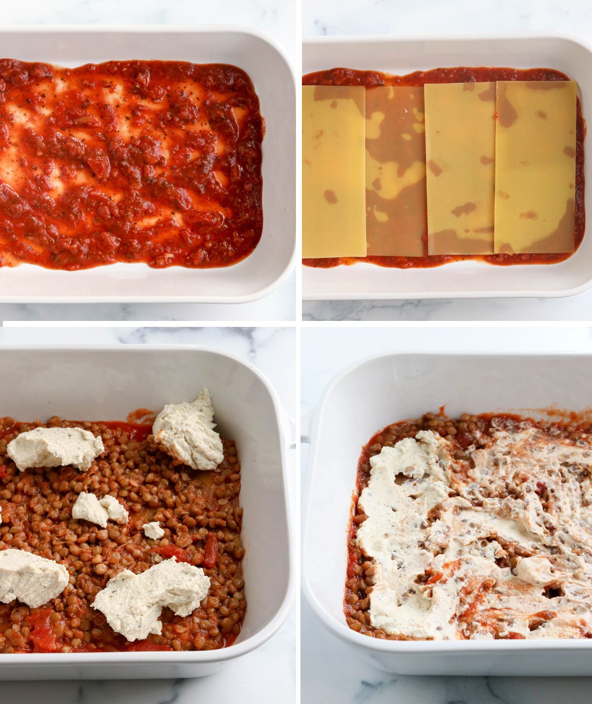 vegan lasagna layers assembled