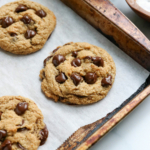 almond flour cookies on pan at angle