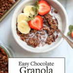 chocolate granola pin for pinterest
