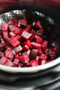 cooked beet cubes in the Instant Pot
