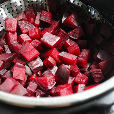 cooked beet cubes in the Instant Pot