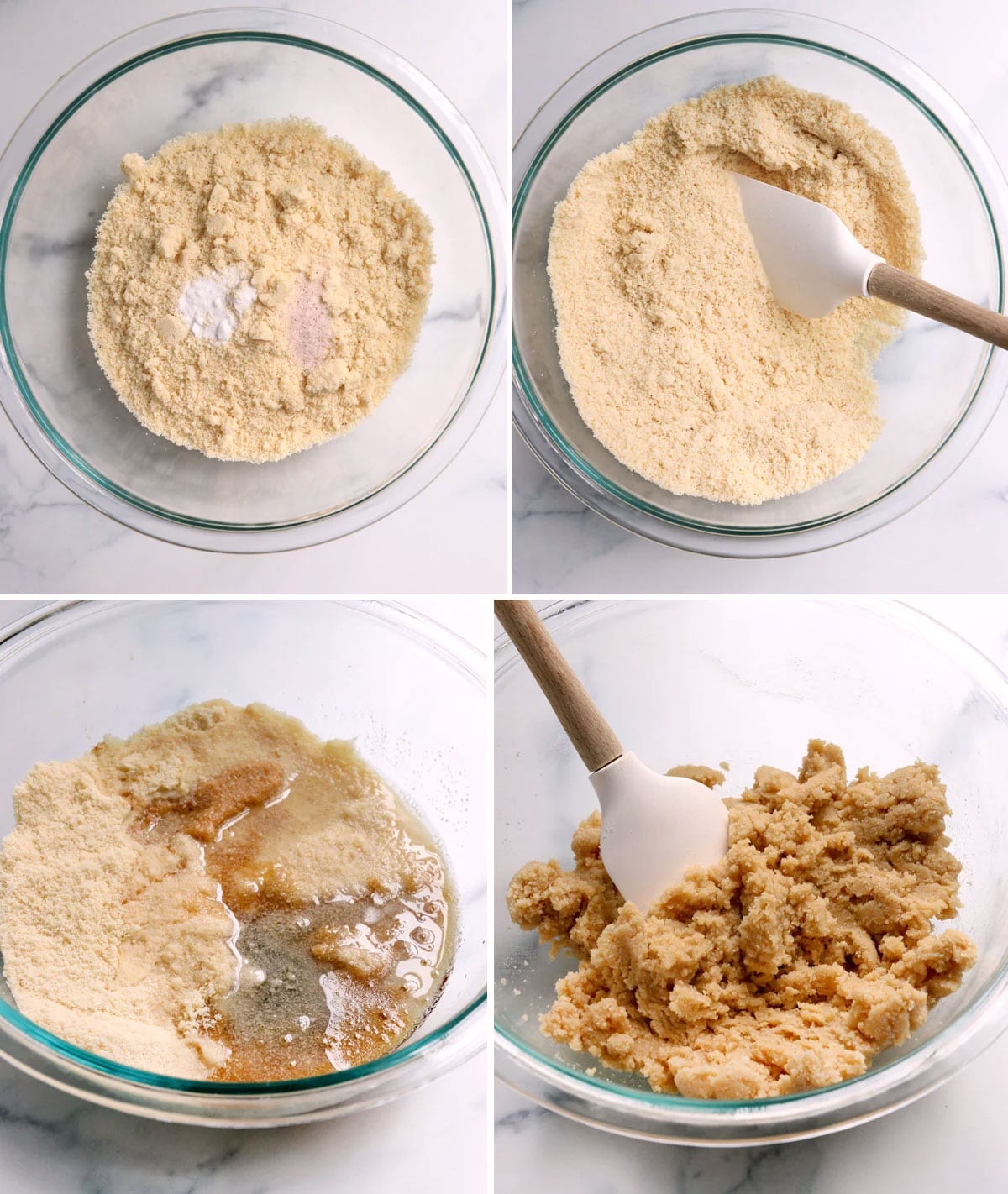almond flour cookie dough mixed in a glass bowl.