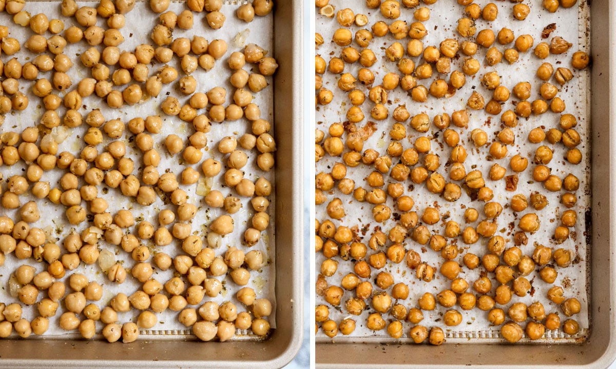 chickpeas tossed in olive oil and baked