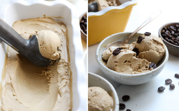 finished coffee ice cream served in bowl