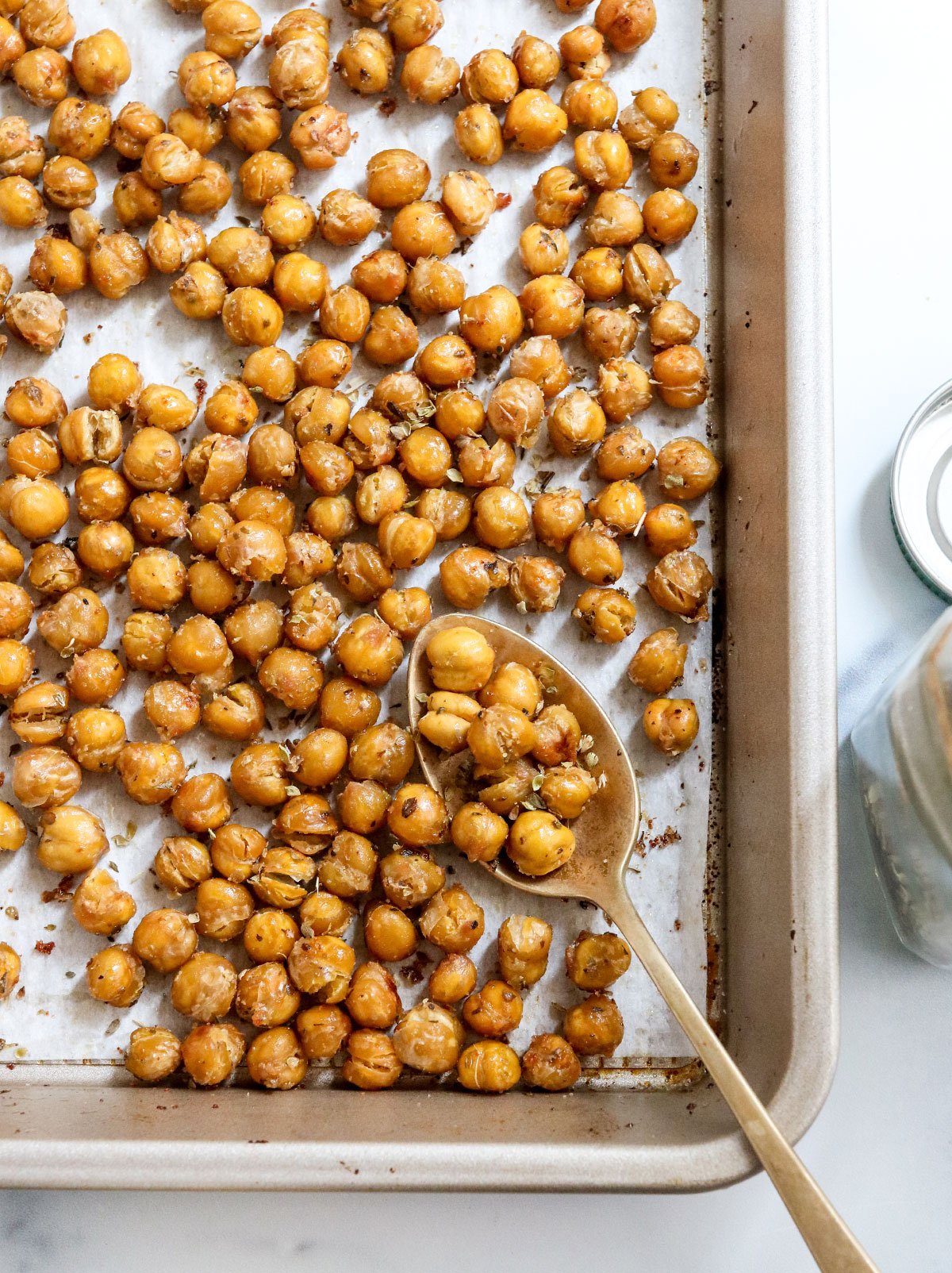 roasted chickpeas on sheet pan