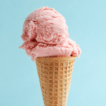 ice cream cone with strawberry ice cream