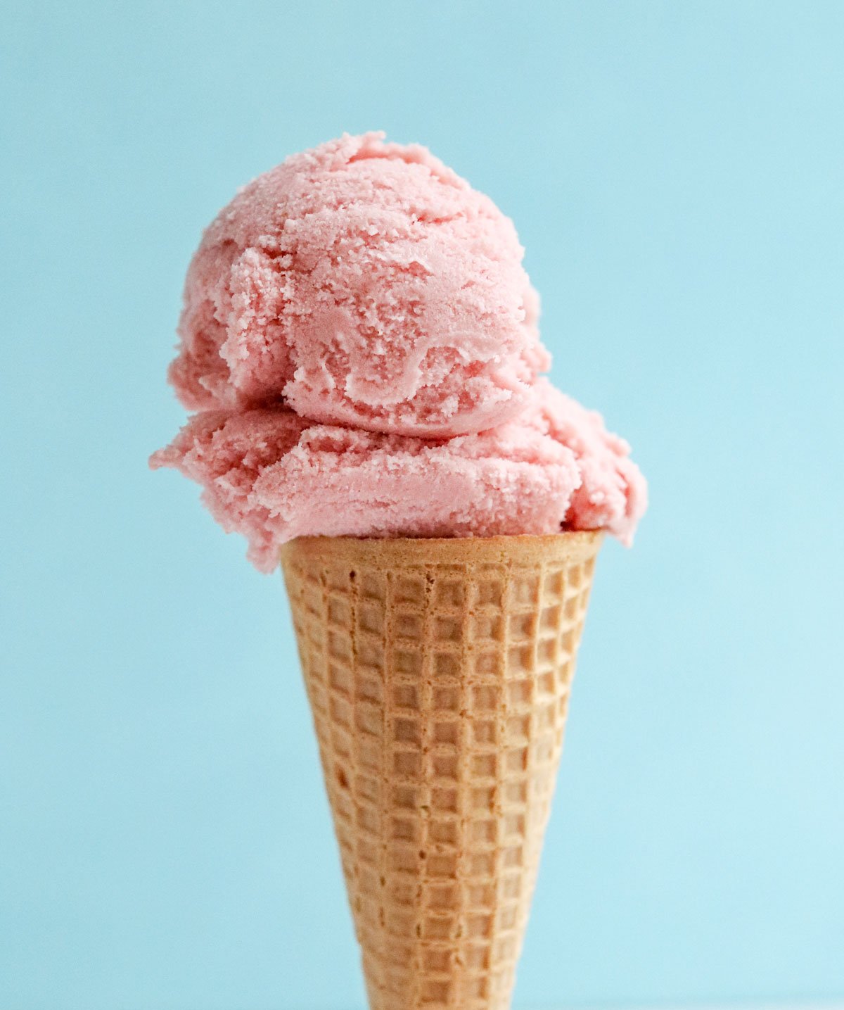 ice cream cone with strawberry ice cream