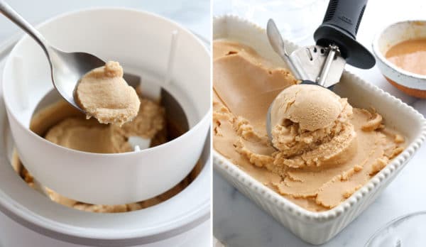finished peanut butter ice cream ready to scoop