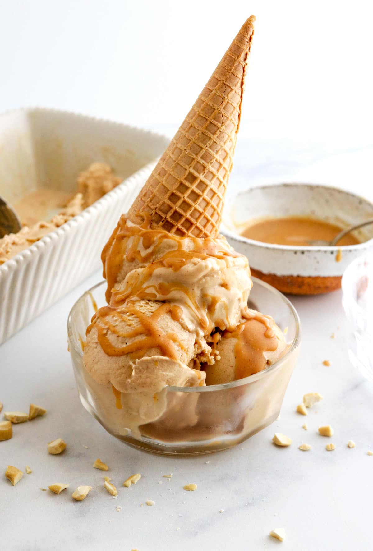 peanut butter ice cream upside down cone