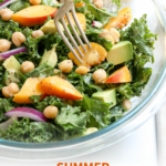 summer peach salad pin labeled for pinterest.