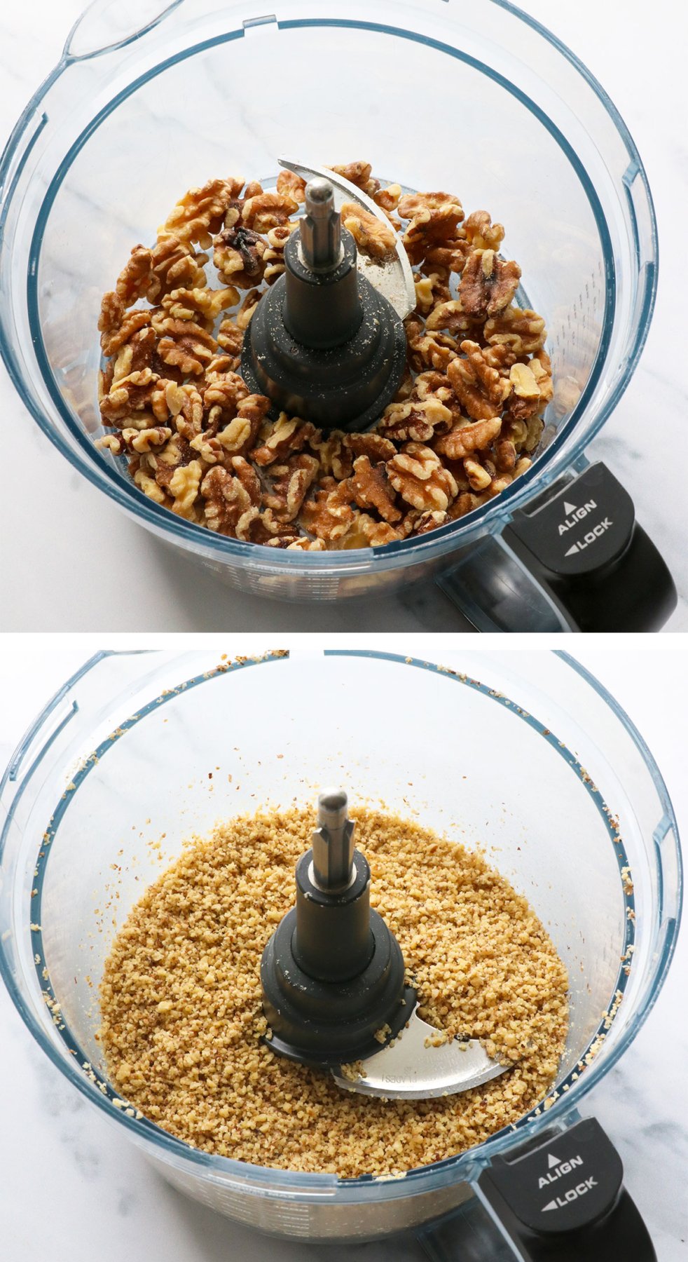 walnuts ground in a food processor finely.