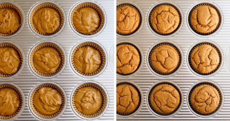 vegan pumpkin muffins in pan