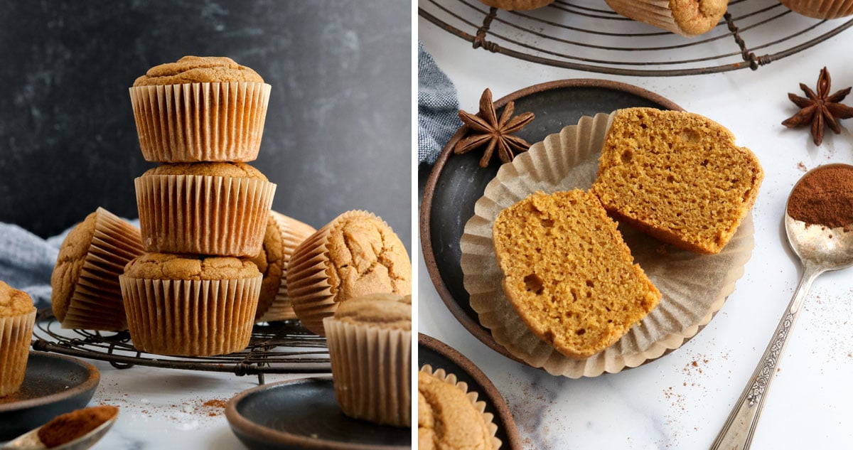 finished vegan pumpkin muffins cooled down