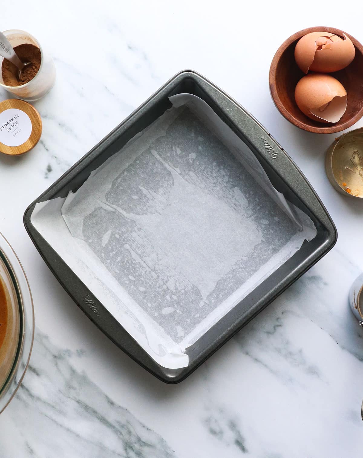 square pan lined with parchment paper. 