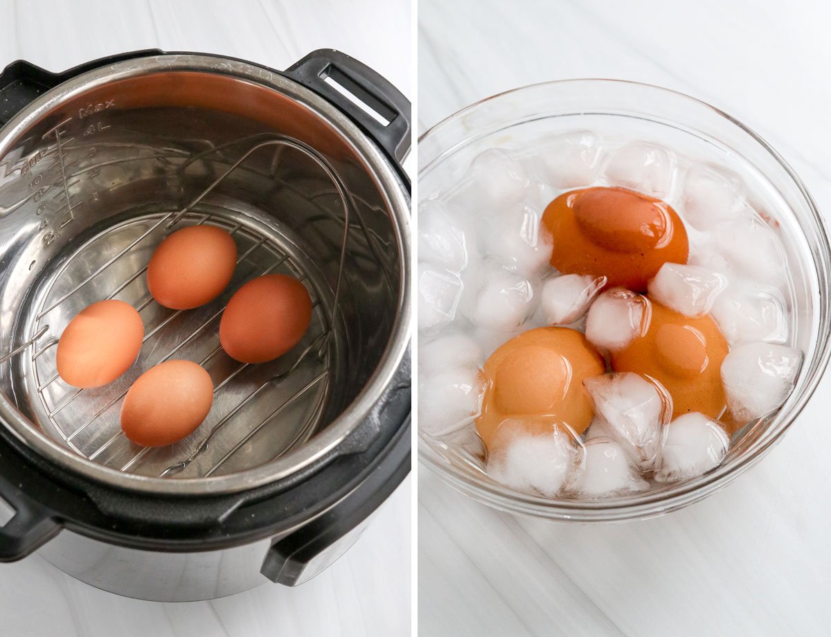 4 eggs in the instant pot and cooled in ice water