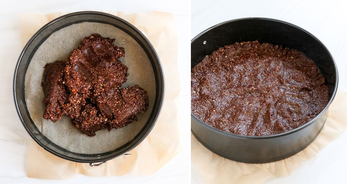 chocolate crust pressed into pan.