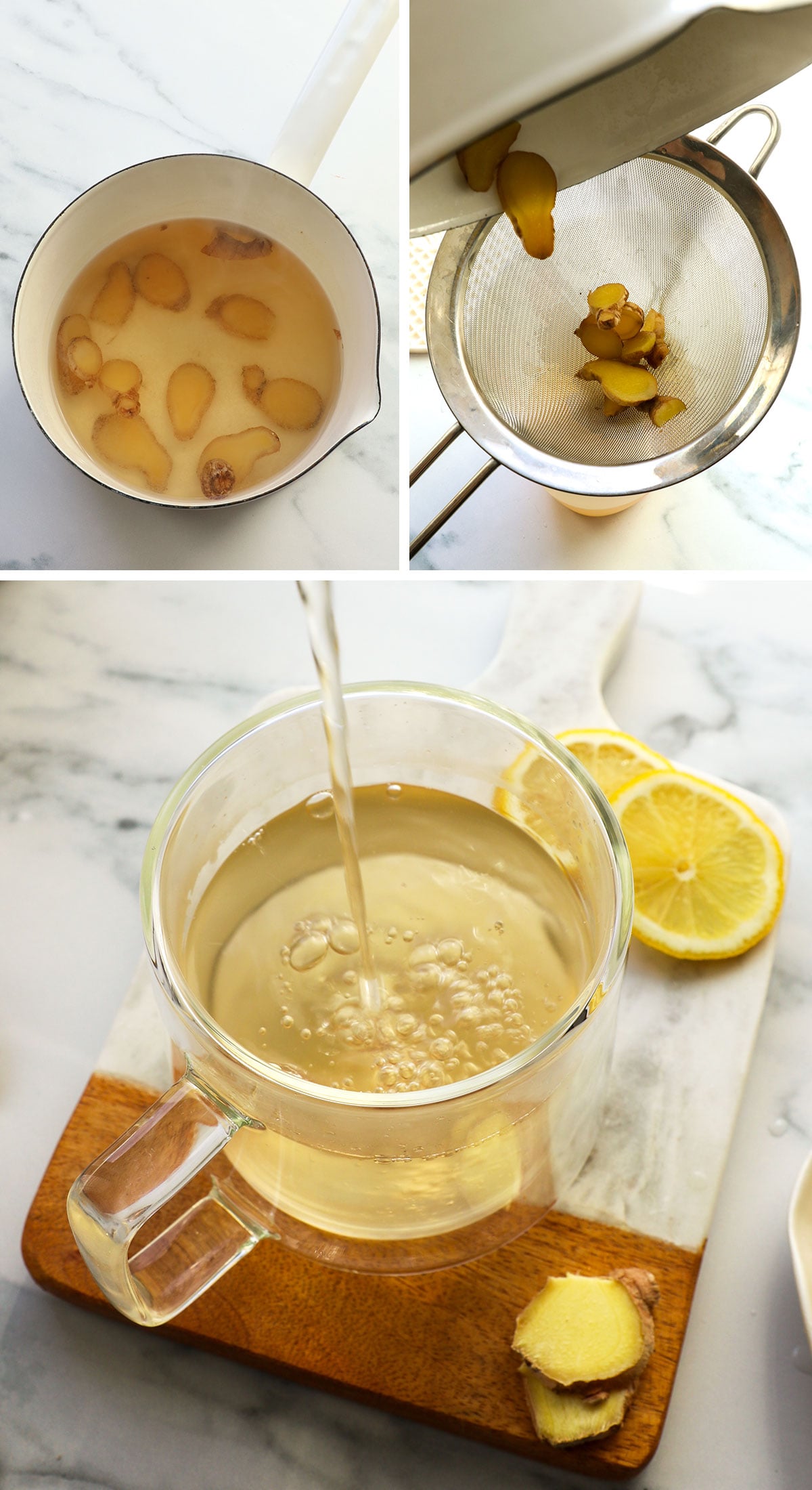 ginger tea after simmering and straining.