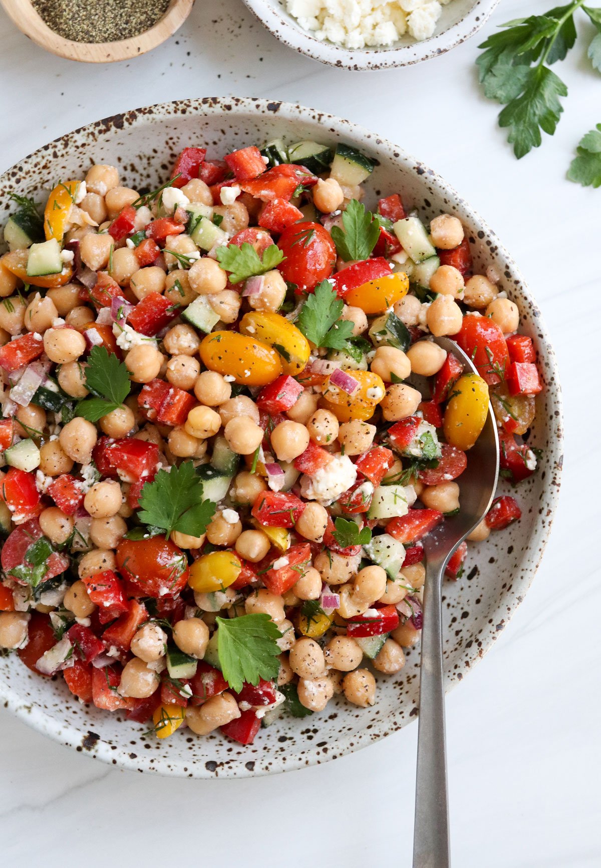 Mediterranean Chickpea Salad Bowl » Kay's Clean Eats