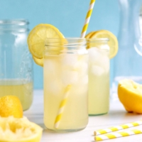 honey lemonade in 2 glasses.