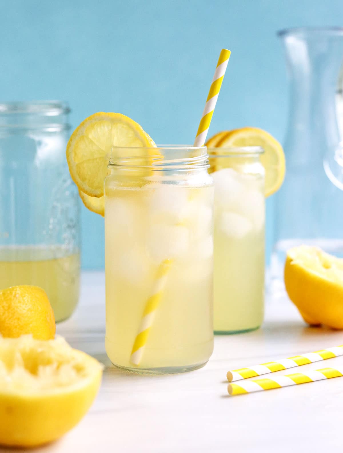 honey lemonade in 2 glasses.