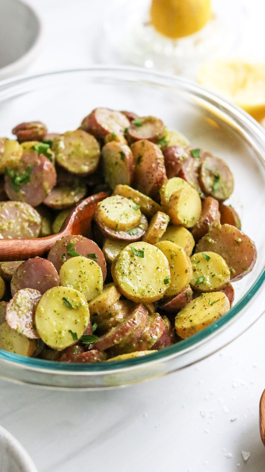 Garlic Herb Potato Salad (no mayo!) + RECIPE VIDEO