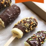chocolate covered frozen banana pin for pinterest.