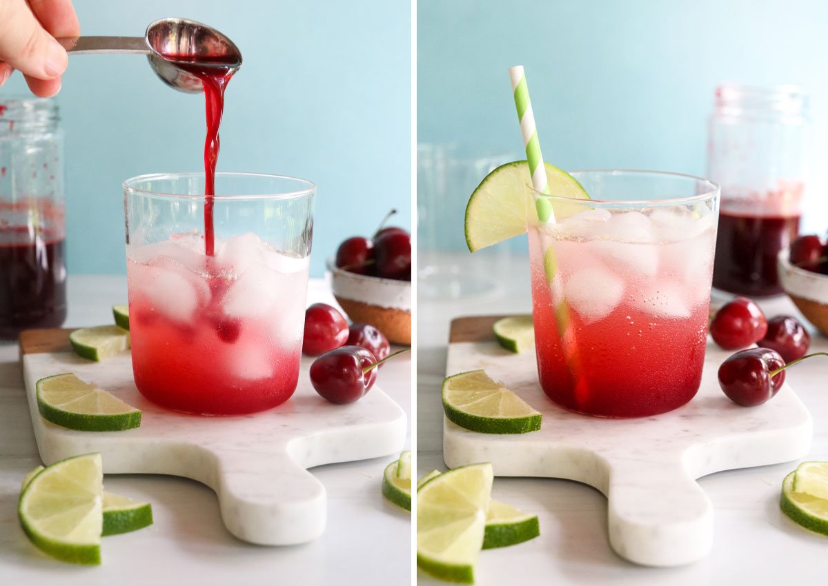 cherry syrup added to limeade.