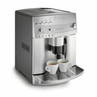 silver espresso machine isolated on white.