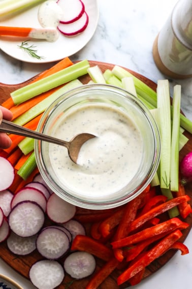 greek yogurt dressing served with veggies