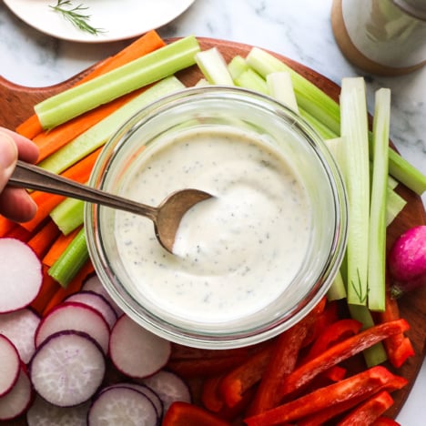 greek yogurt dressing served with veggies