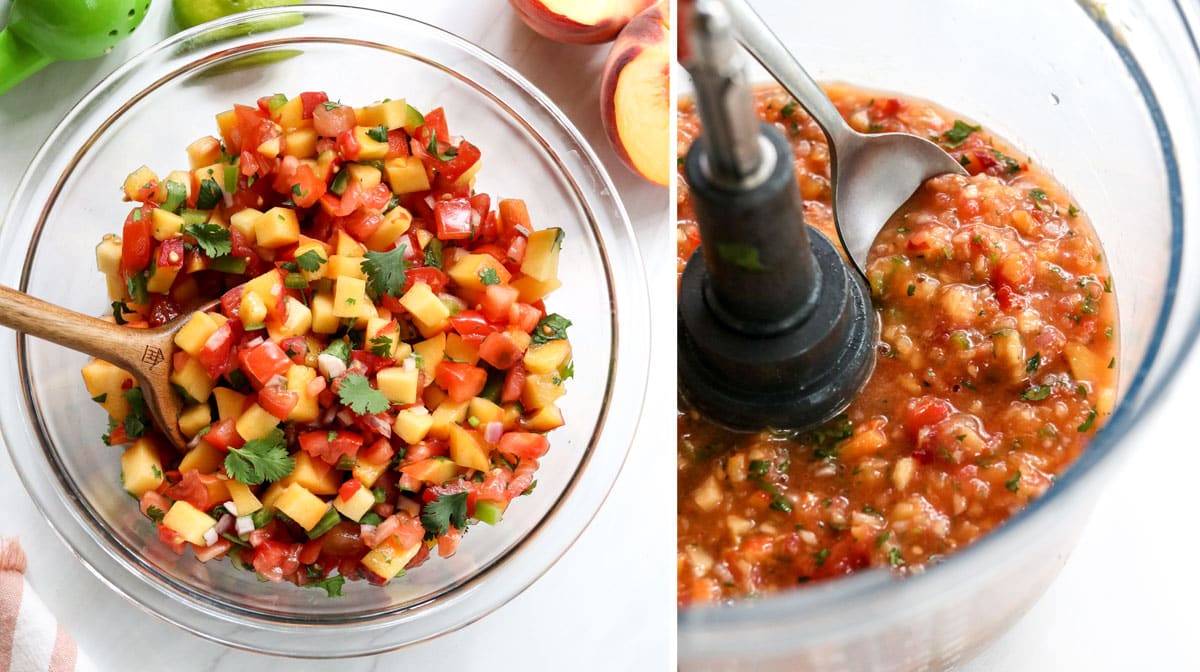 peach salsa blended together in food processor.