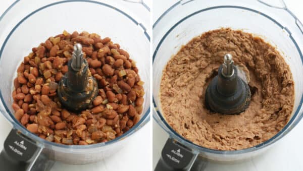 refried beans pureed in a food processor.