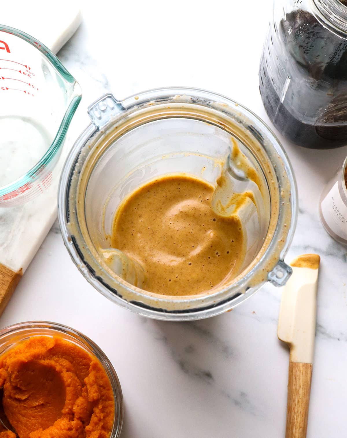 healthy pumpkin creamer blended until smooth.